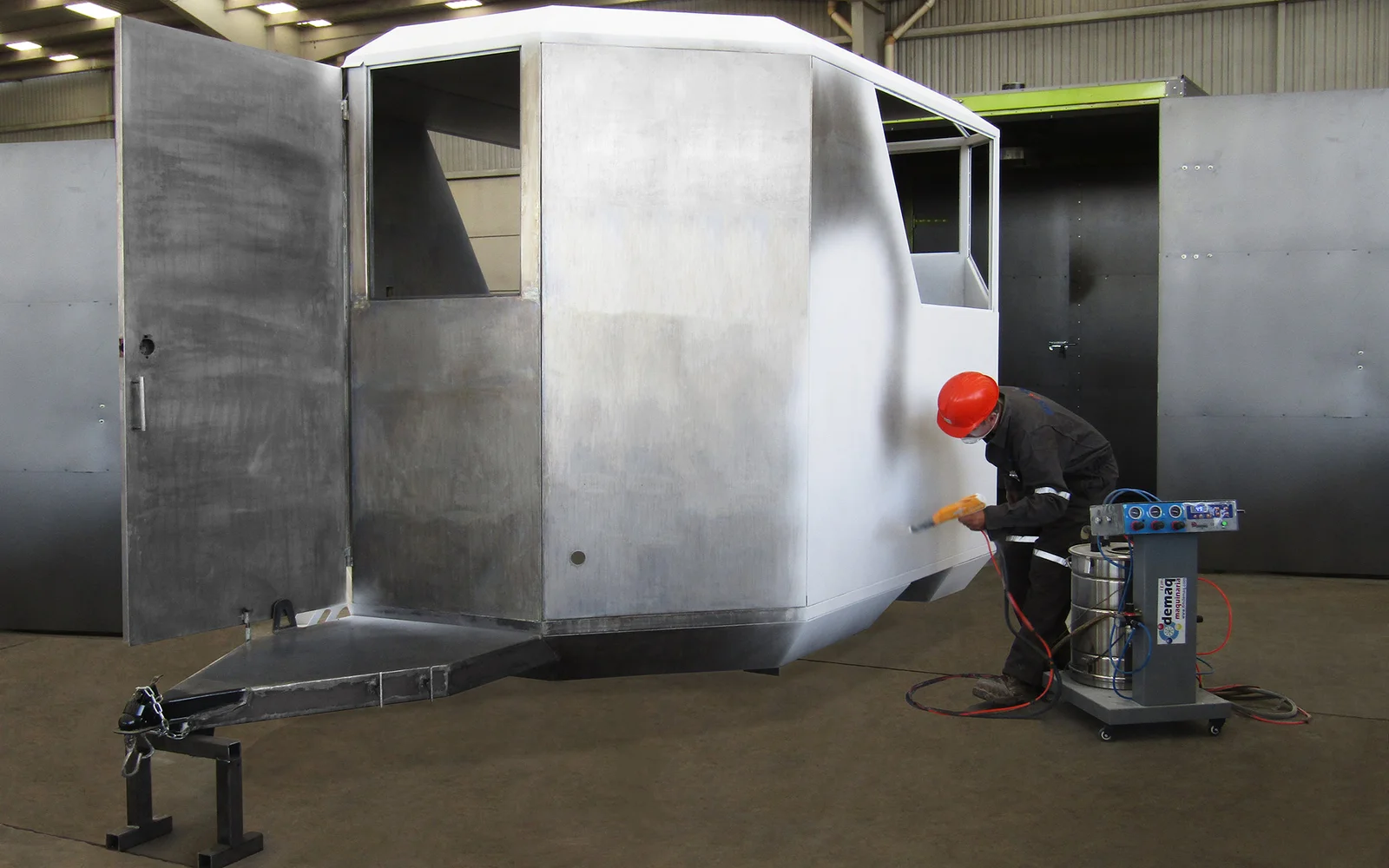 Control cabin, paint application