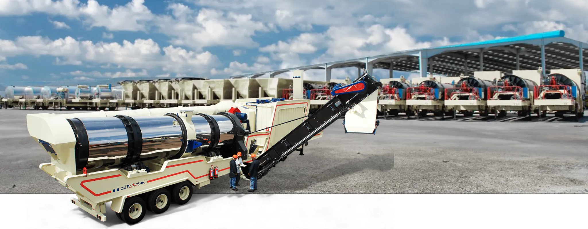 Modern asphalt production plant with heavy machinery