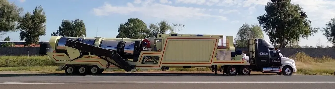 Drum mixer loaded onto a truck