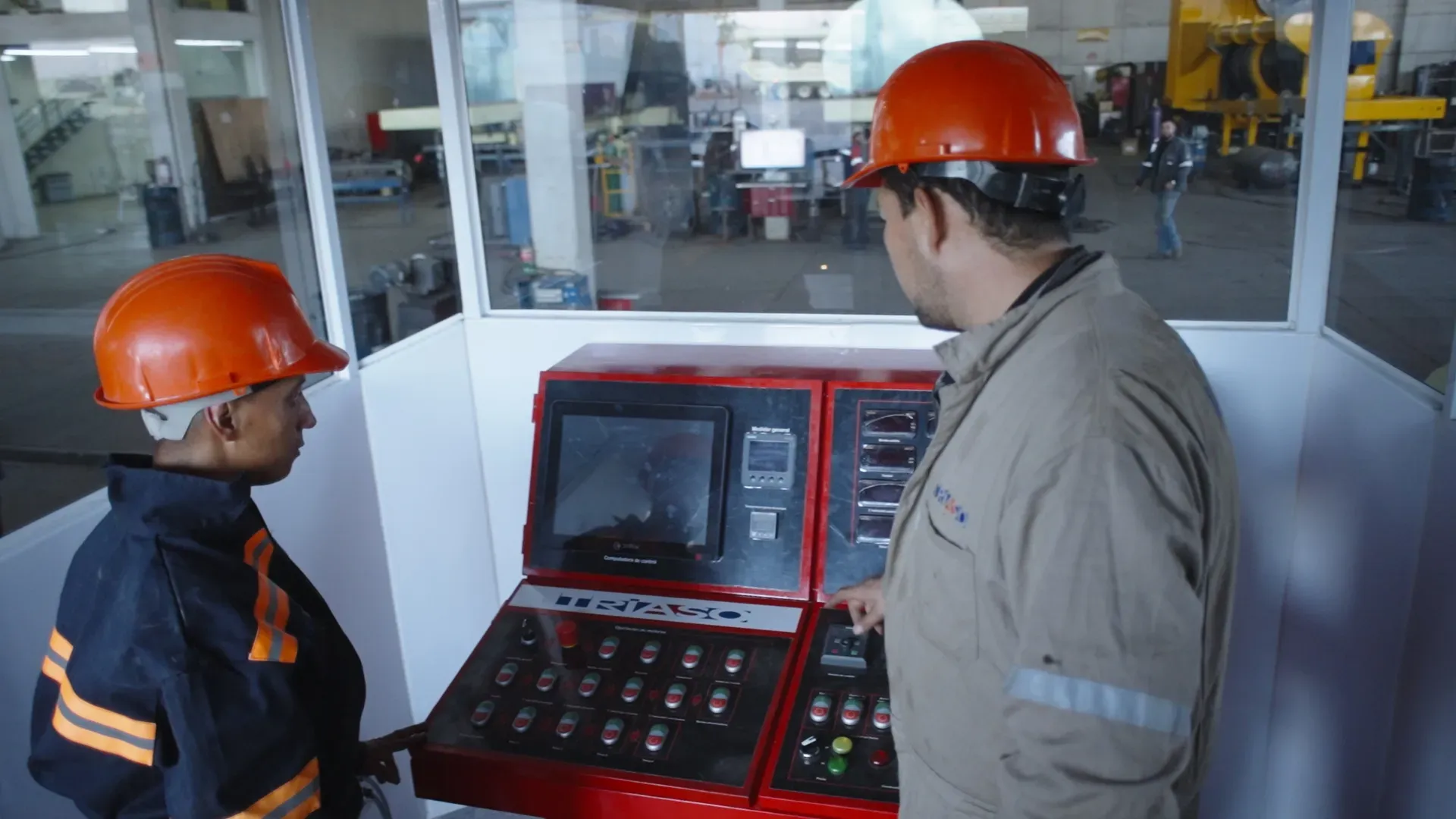Triaso workers operating the control cabin