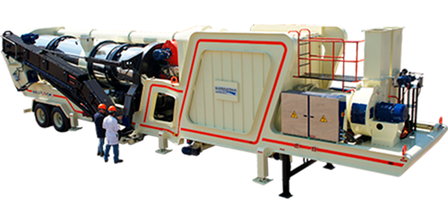 Drum mixer, 60-80 Tph, counter-flow, in transporting position