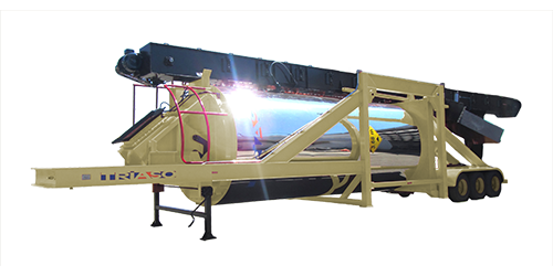 Self-erecting Hot Mix storage Silo, 100 Tons capacity, in transporting position
