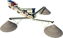 Crushing of blasted or river material, production of gravel or base material, portable system, medium investment