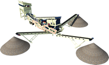 Crushing of river material, production of sand, stone chips and/or gravel, portable system, medium investment